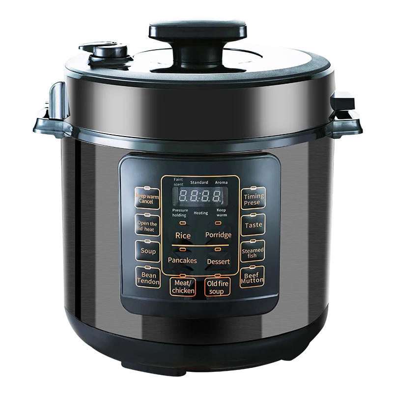 Electric 6L 1000W Deluxe Black Pressure Rice Cooker With Steam Grid Multi Function Aluminium Digital Electric Pressure Cooker