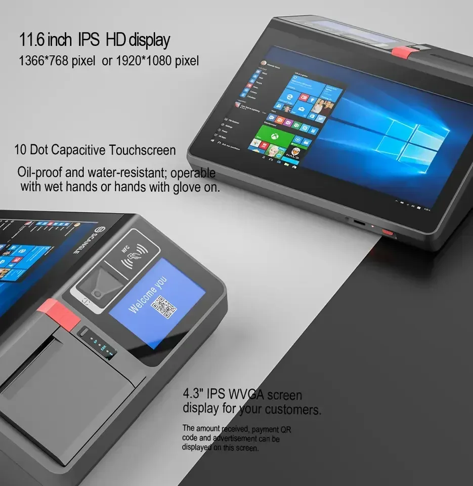 Windows 10 11.6 inch Touch Screen Pos Terminal Retail Shop Mini Desktop All in One POS Android Order Tablet Pos with NFC Reader