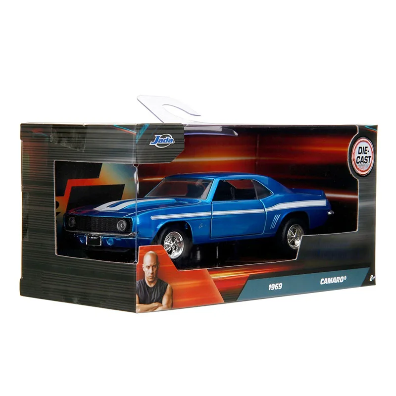 

Модель автомобиля Jada 1:32 1969 Camaro, сине-белая, из сплава, коллекционная, сувенир для взрослых, декоративная статическая модель для демонстрации