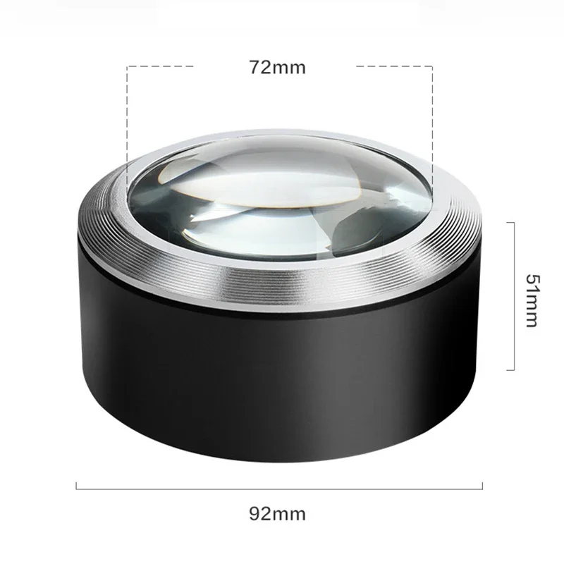 With 3 LED Light 5X Illuminated Table Paperweight Magnifier K9 Optical Glass Lenses 72 mm Desktop Reading Magnifying Glass