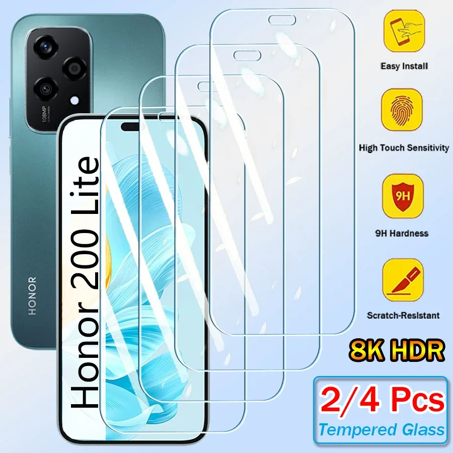 

2/4Pcs Tempered Glass For Huawei Honor 200 Lite Screen Protector Cover Protective Glass