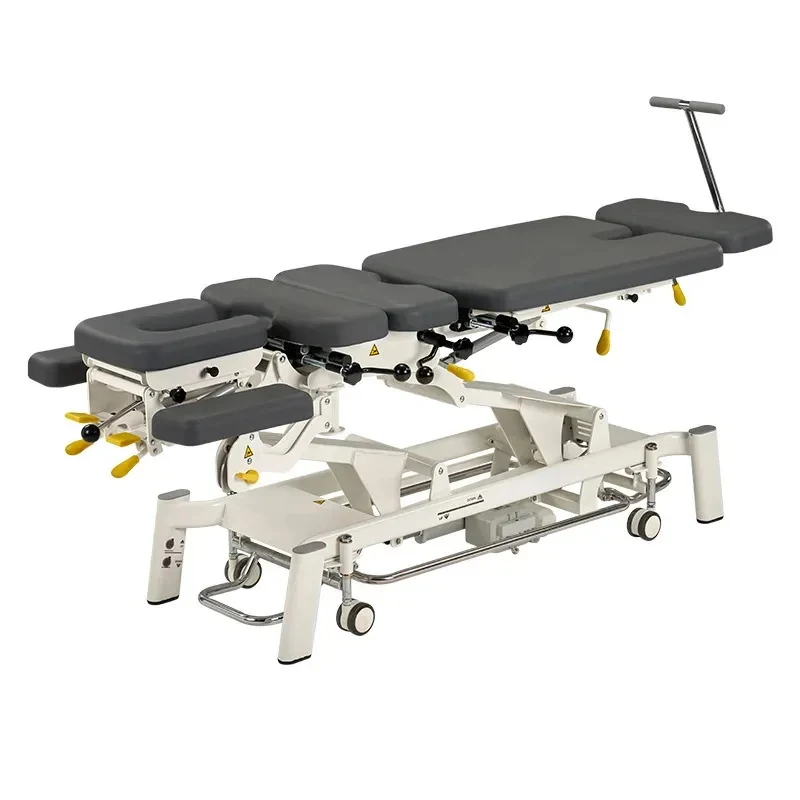 Mesa de tratamiento quiropráctico eléctrica Fairworth380 de 5 secciones, cama quiropráctica para flexión lumbar vertical y lateral.