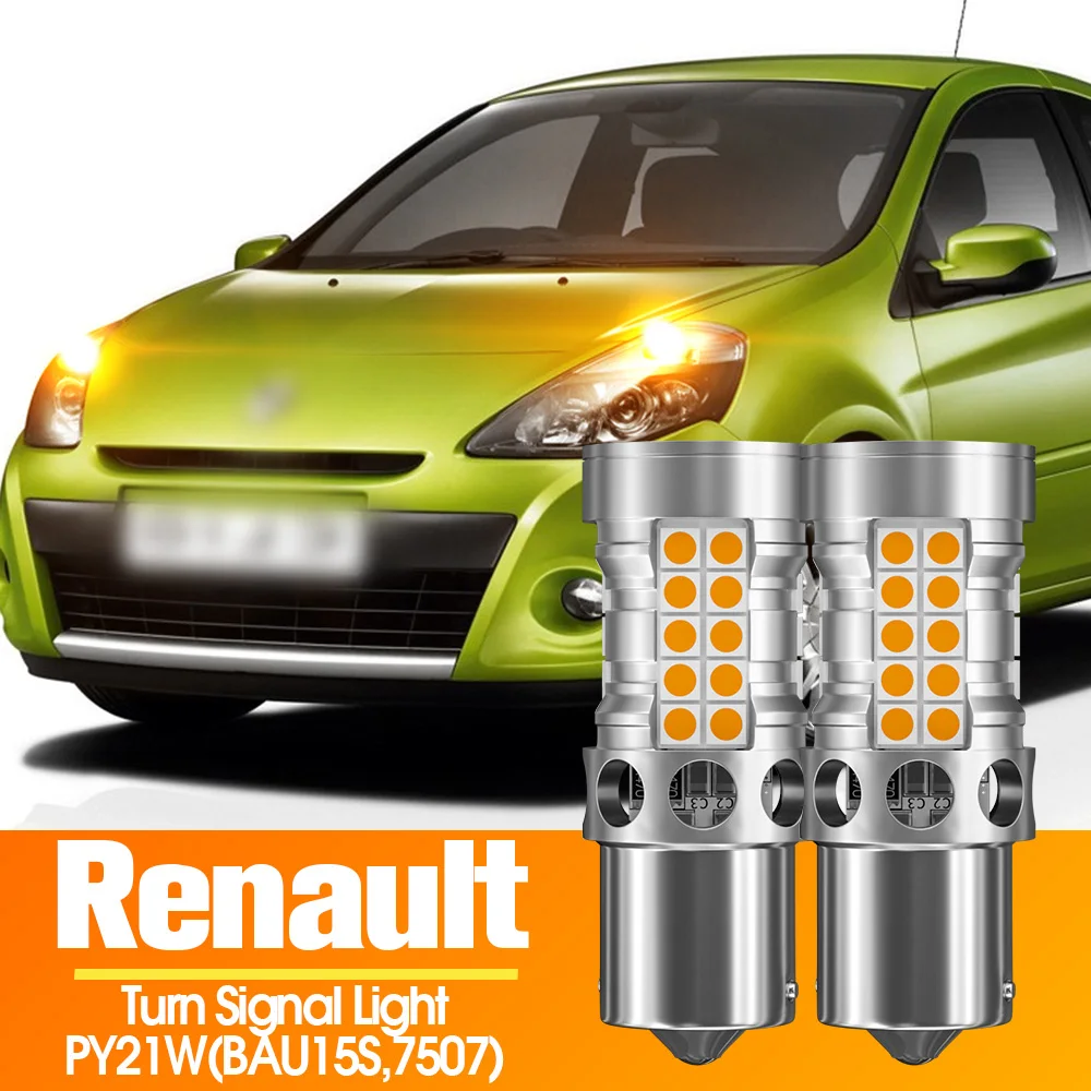 2pcs LED Turn Signal Light Blub Lamp Canbus PY21W BAU15S For Renault Clio 3 Kadjar Kaptur Koleos 1 Laguna 2 Megane 4 CC Twingo