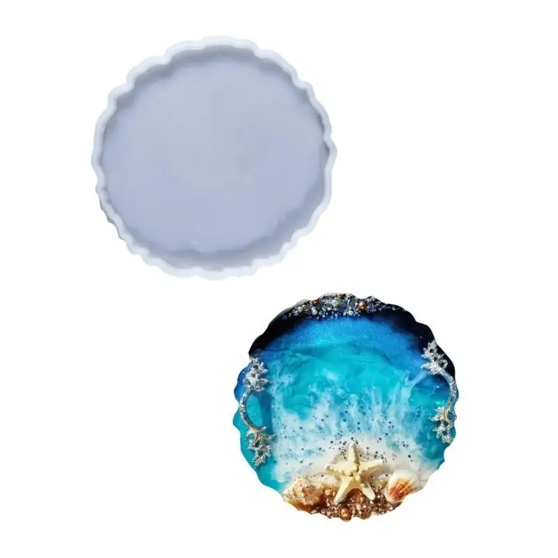 

R1WE Silicone Crafting Mold Stylish Round Trays Moulds Jewelry Making Tool Artistic Tray Molds Suitable for Home and Parties