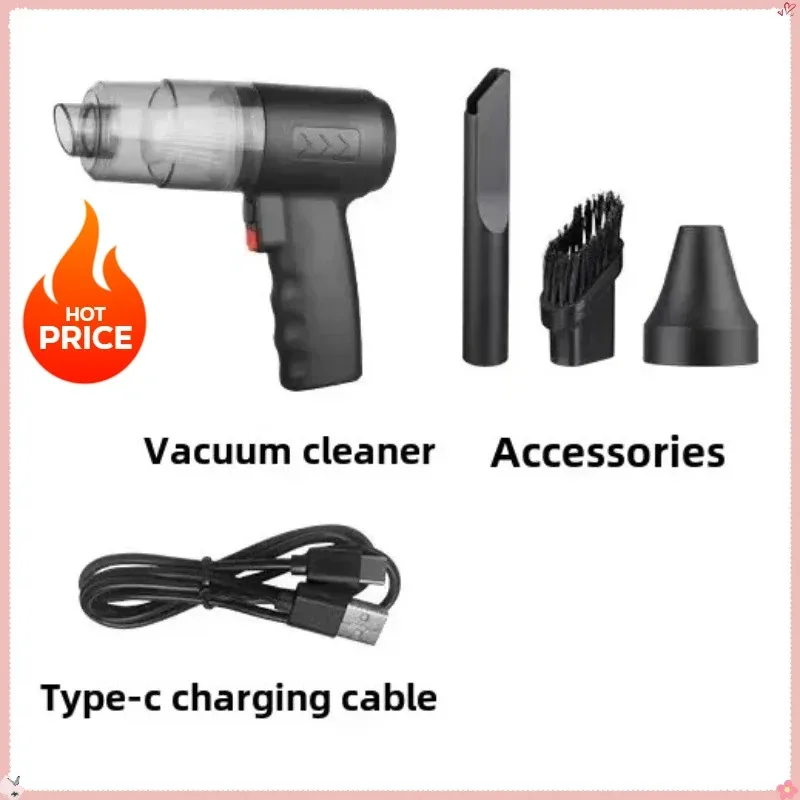 2025 Black Portable Car Wireless Vacuum Cleaner 120W Powerful Handheld for Home & Auto, Lightweight Cordless Rechargeable 3-in-1