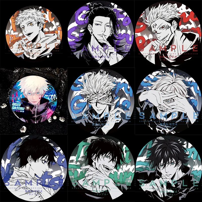 Cool Anime Jujutsu Kaisen Figures Satoru Gojo Safety Reflective Brooch Kawaii Cartoon Geto Suguru Badge Accessories Kid Toy Gift