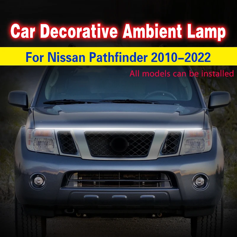 Car Hood Lights Strip For Nissan Pathfinder Universal Engine Hood Guide Decorative Light Auto Headlights Daytime Running Light