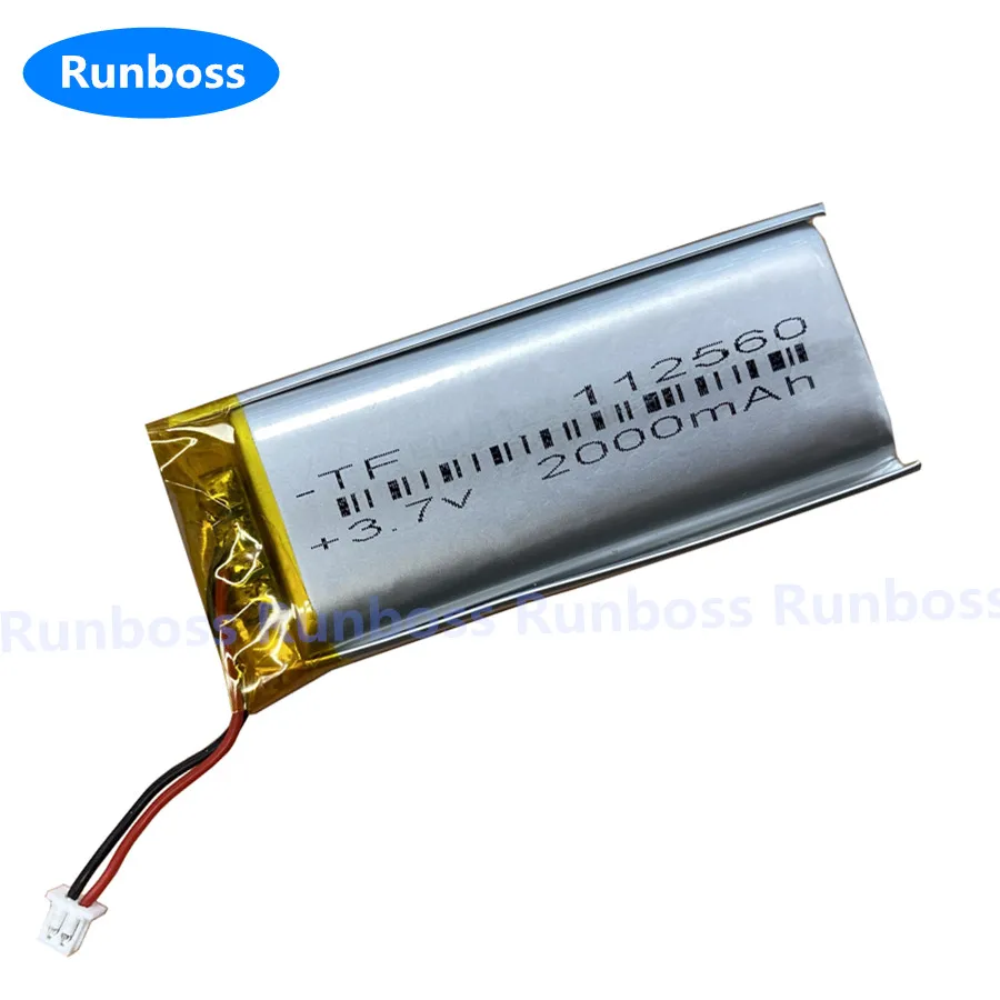 3.7V 2000mAh 112560   1,25 mm 2-pinowy polimerowy akumulator Lipo do monitora E-Book Power Bank Odtwarzacz wideo Płytka MID Przenośny tablet DVD PC