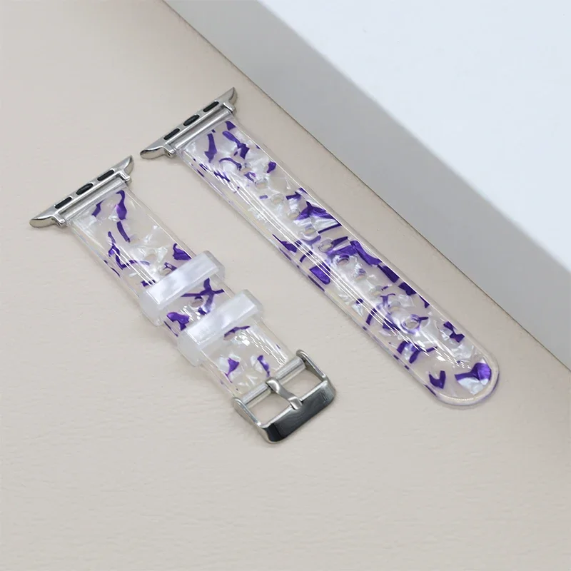 Transparent Pattern Band For Apple Watch Band Series 9 8 7 6 SE 5 4 3 Ultra 2 Bracelet for iWatch 41mm 40mm 45mm 44mm 42mm Strap