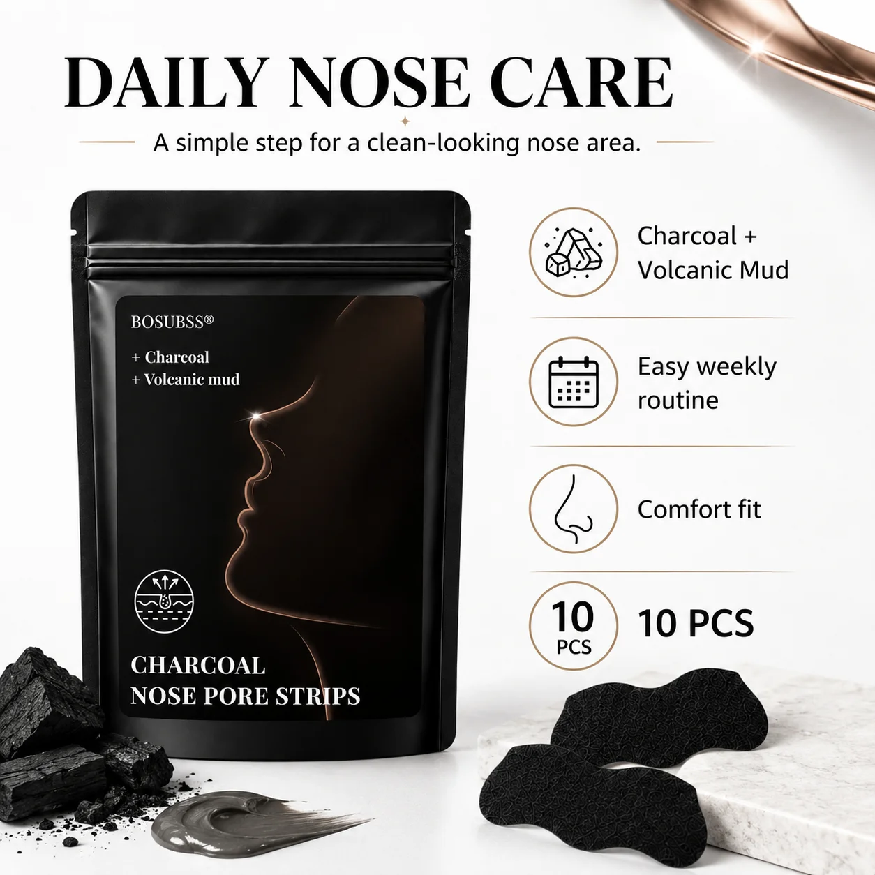 10 Pcs Charcoal Nose Care Stri - огляд і ціна Charcoal Pore Strip
