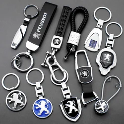 3D Metal Leather Car Styling Keychain for Peugeot 508 208 3008 407 607 307 RCZ 308 206 2008 Auto Key Chain Key Rings Accessories