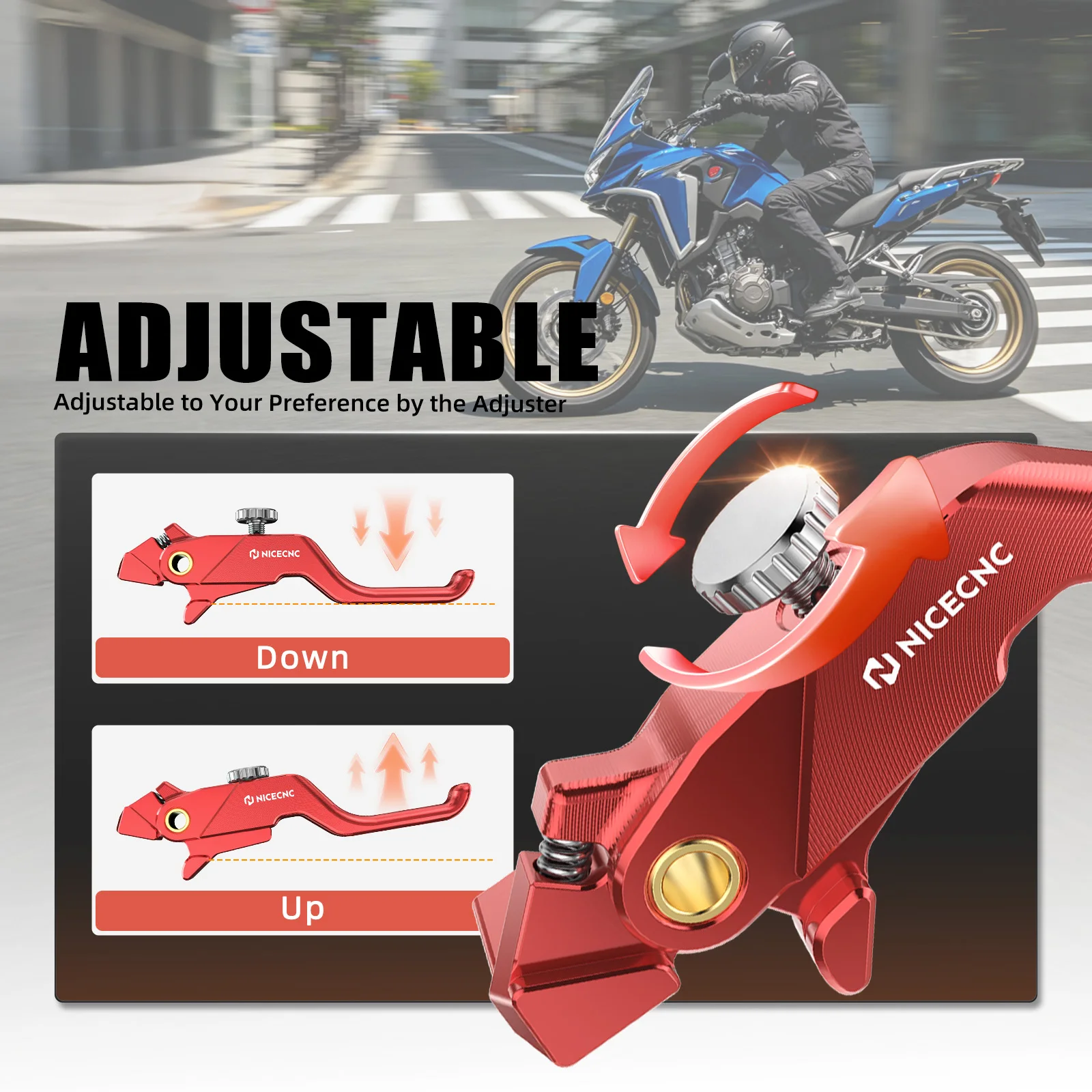 NICECNC Kurzer Vorderradbremshebel Zwei-Finger-Bremshebel für Honda CRF1100L Africa Twin 2025 2019-2026 Africa Twin CRF1100L 2025 2024 – Detail 13