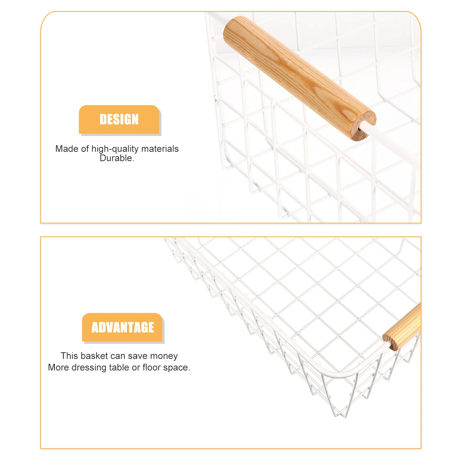 

Wrought Iron Storage Basket Wood Laundry Container Household Clothes ganizer Stackable Practical Book Basket