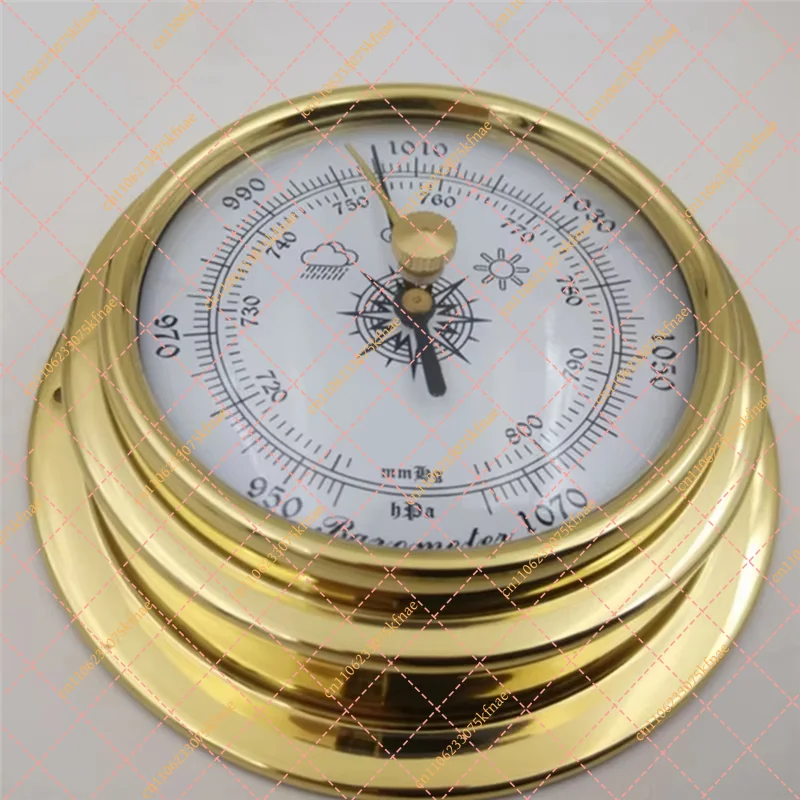 Marine Boat Barometer Clock Thermometer Hygrometer Set | Vintage Brass Wall Mount Weather Station Kit for Yachts & Cabins