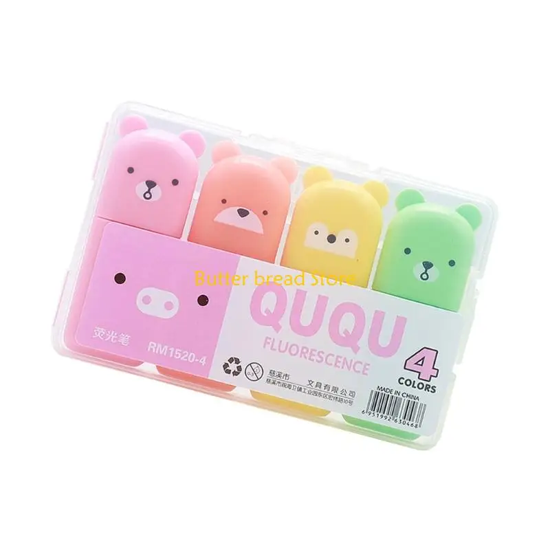 W89C 4/5/6 kleuren Cartoon markeerstift Pen Mooie markeerstoffen Markers Fluorescerende pen Bijbel Marker Pen