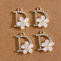 4pcs Elegant Crystal Flower Charms Pendants for Earrings Necklace DIY Bracelet Jewelry Making Accessories Supplies