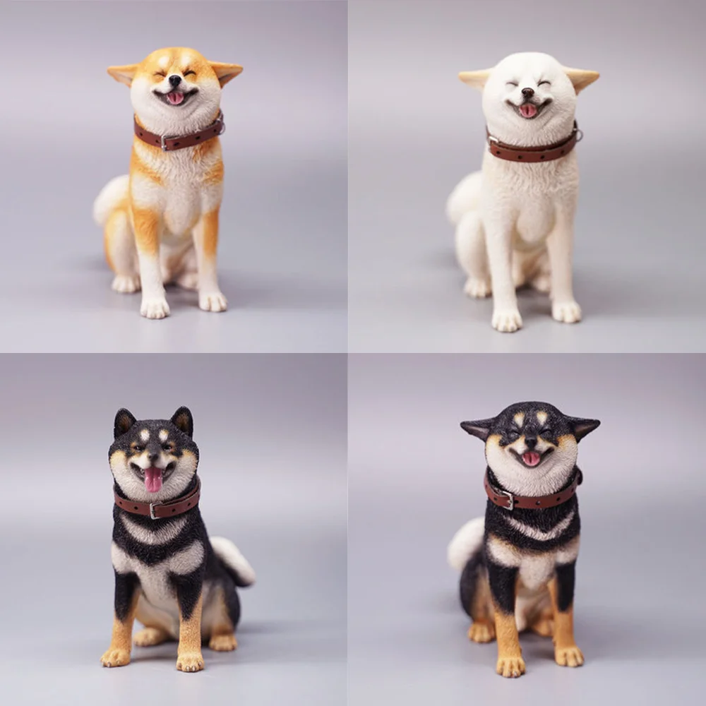 1/6 Scale JXK074 Shiba Inu Airplane Ear Smile Mimi Smile Resin Model Dog Ornament Car Mounted Healing Animal Height 9.5cm Gifts