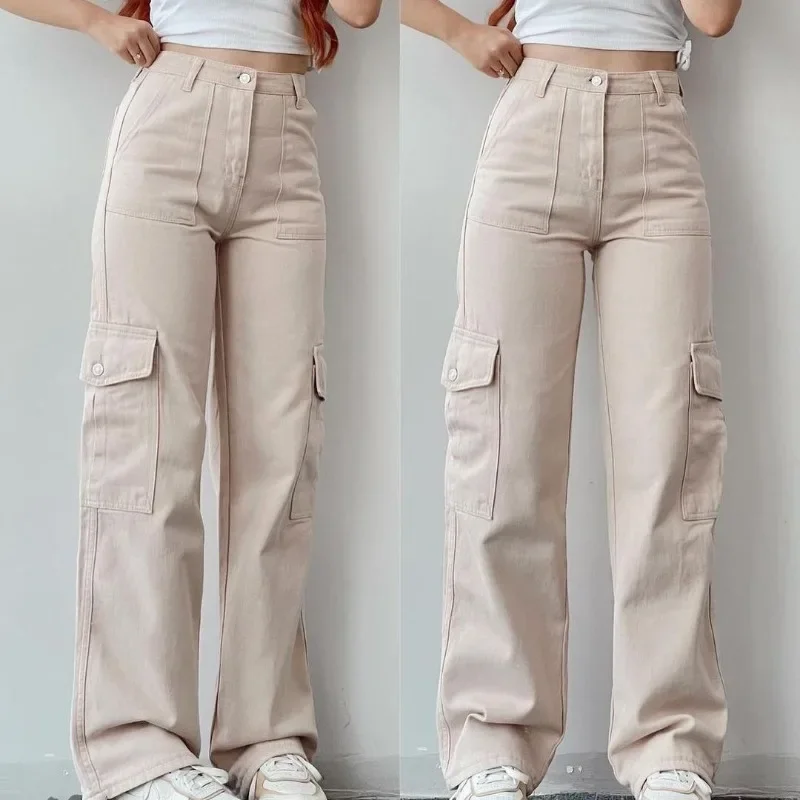 

2025 New Versatile Casual Pants Mid-Waist 3D ket Workwear Trousers Elastic Waist Cotton Straight Leg Pants for Middle-Aged Women