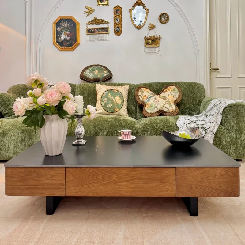 

Простой прямоугольный чайный столик для гостиной, дома, небольшой квартиры, журнальный столик цвета ореха, мебель для квартиры