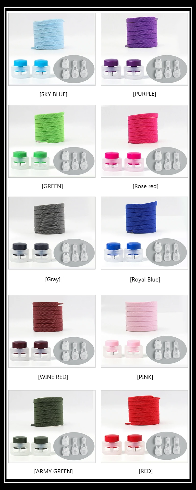 1 Paar elastische Schnürsenkel, flache Schnürsenkel mit Druckknopfverschluss, ohne Krawatten, einfach zu installieren, schnell anzuziehen und zu entfernen, Lazy Shoes Lace – Detail 9