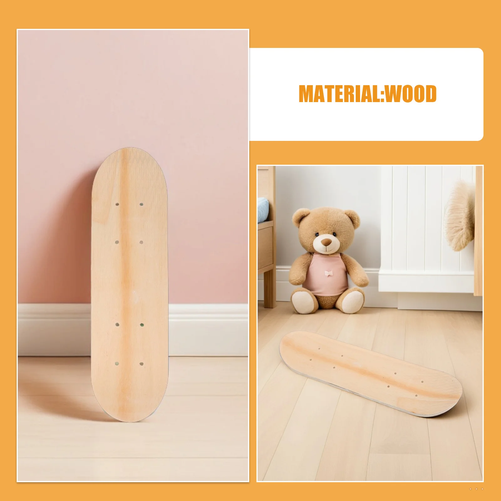 3 قطعة لوح التزلج للأطفال فارغة خشبية مزدوجة الذيل دهان داي سطح للأطفال لم تنته الحرفية الخشب مجلس الفن متعة #2