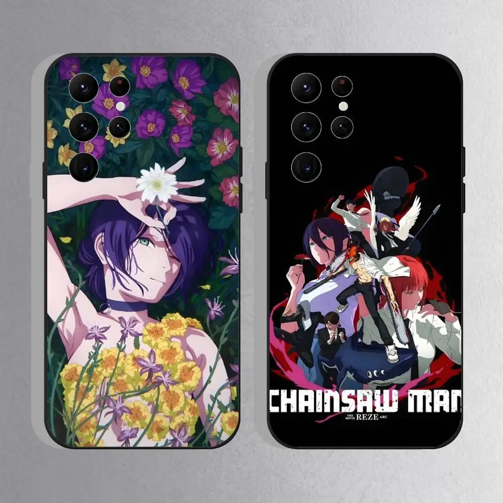 C-Chainsawman Reze Arc Movie Phone Case For Samsung S25,S24 Ultra,S20,S30 plus,S22 plus,S23,S30 Ultra 5G Silicone Black Shell
