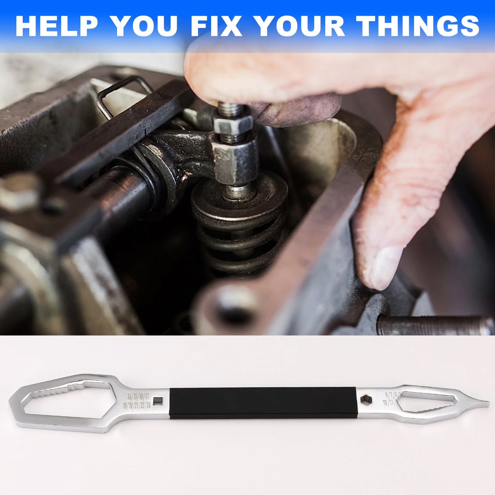 

Classy-6-24Mm Universal Wrench Receive With Screwdriver, Ended Wrench For 6Mm - 24Mm Nuts, Multifunctional Wrench Spanner