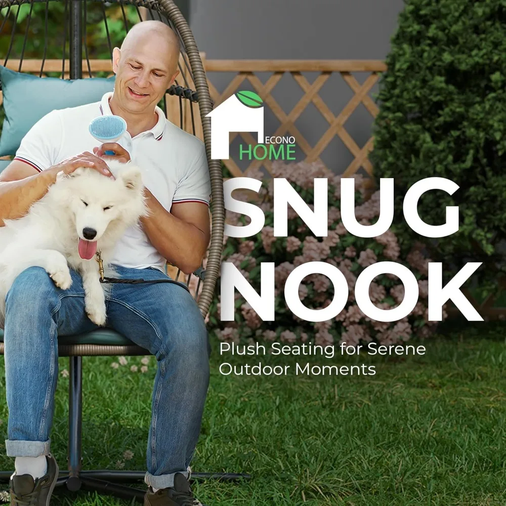 كرسي على شكل بيضة معلقة مع حامل - كرسي هزاز أرجوحة داخلي/خارجي مع وسائد قطيفة قابلة للغسل، سعة 350 رطل، فكرة