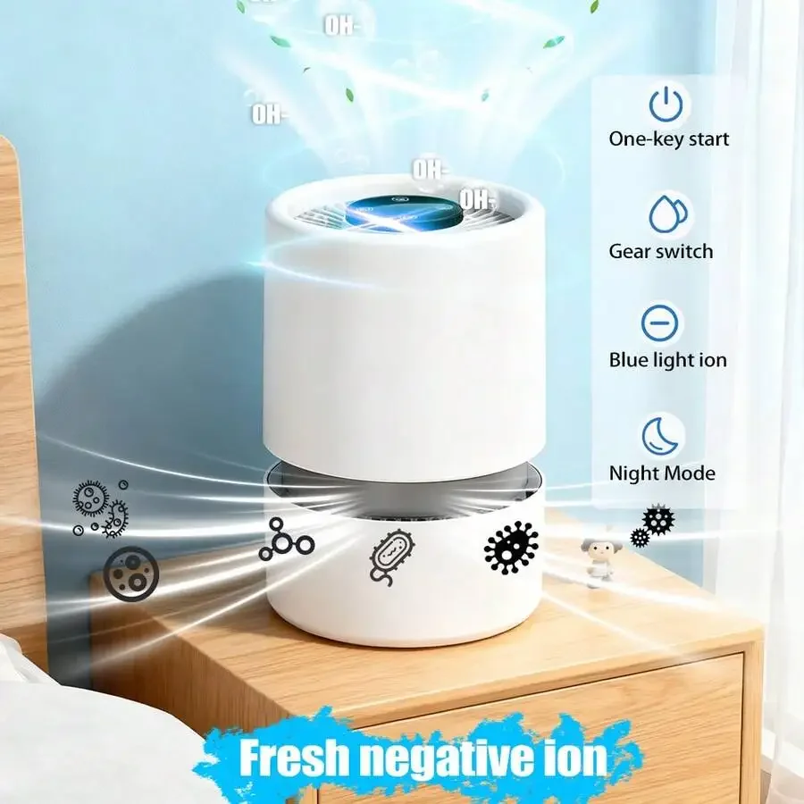 

Small Air Purifier For Home Bedroom, Personal Desk Mini Air Purifier, Room Hepa Air Purifier Fresheners Cleaner For Dorm, Smoke,