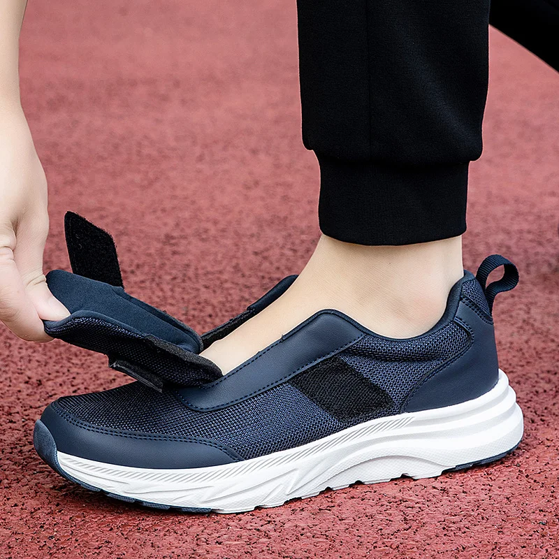 Zapatos abiertos para hombre, para pies diabéticos o hinchados, zapatos para personas mayores, zapatos ajustables para caminar, zapatillas casuales.