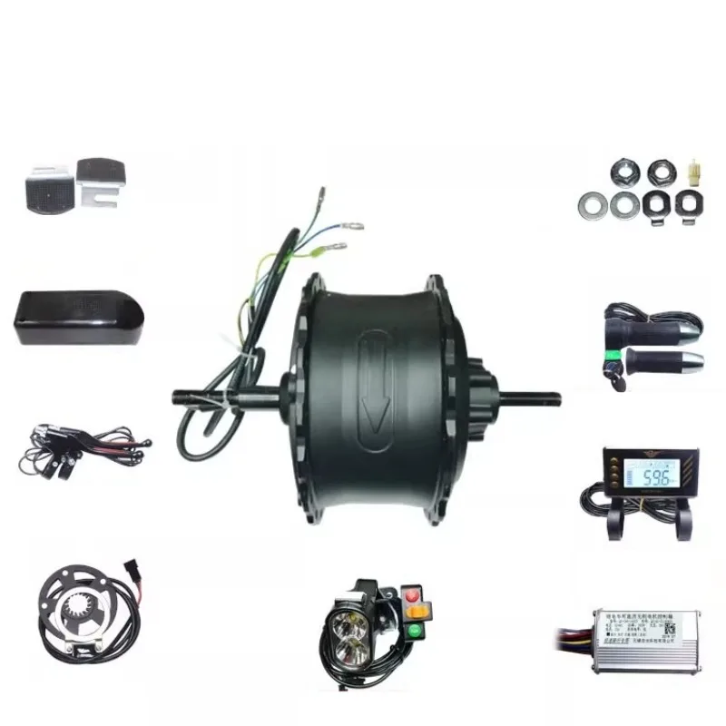 

Spoke Snowmobile Hub Motor Conversion Kit 48V 350W/500W 36-Hole 176mm Opening Size for E-Bike E- Bicycle Modification & Repair