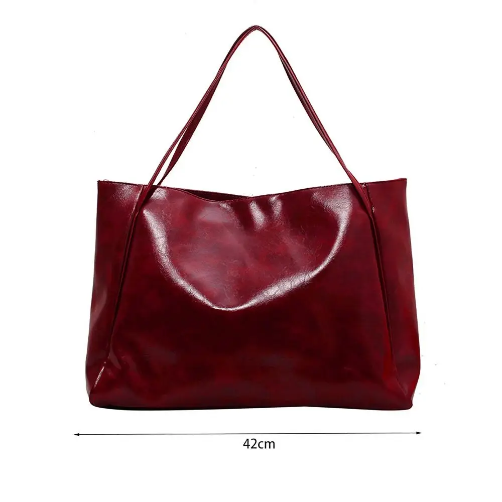 Vintage Große Kapazität Tragetasche PU Allround Schultertasche Einkaufstasche für Damen – Detail 1