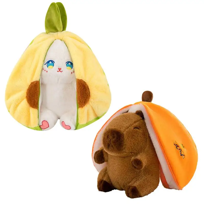 Stuffed Animal Reversible Stuffed Avocado Bunny Turn Into A Rabbit Capybara Doll Animal Throw Pillow Animal Doll For Kids