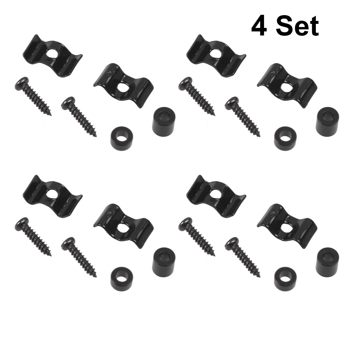 

4 Sets of Electric Guitar Head Press Button Stable String Buckle Lock String Buckle Lead String Device (Black)