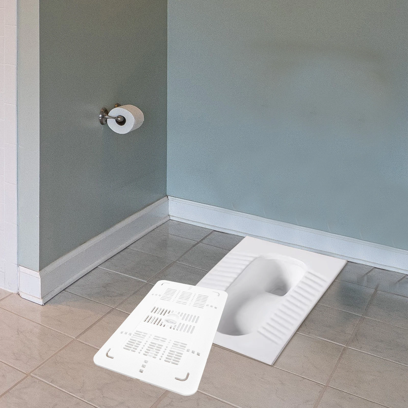 

1pcs Squat Toilet Cover Lid White Stool Padded Replacement Pan ABS Thick Design Bathroom Plastic Easy Installation Durability