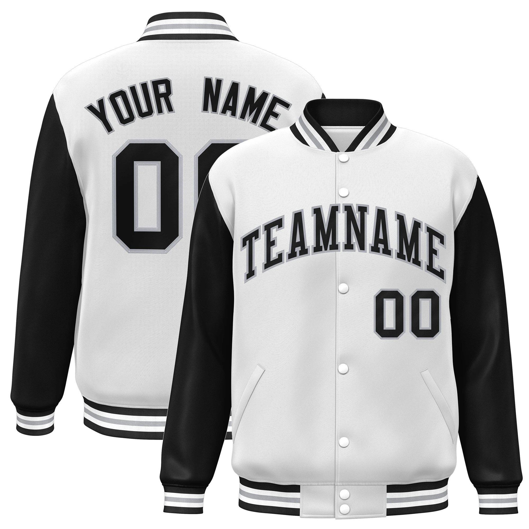 Giacca da Baseball personalizzata manica Raglan Full-Snap nome personalizzato numero Logo Varsity Letterman cappotto da Baseball sportivo