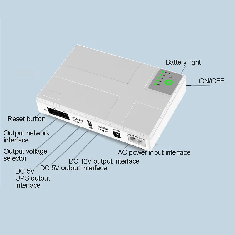 Imagem -03 - Fonte de Alimentação Ininterrupta Mini Ups Bateria Portátil para Roteador Wi-fi Fonte de Alimentação ip Cam 10400mah 5v 9v 12v 18w