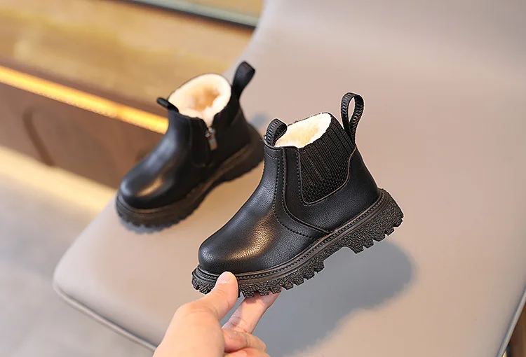 Herbst-Winter Baby Kinder Kurze Stiefel Warme Jungen Mädchen Schuhe PU-Leder Kinderstiefel Modische Kleinkindstiefel Kinder Schneeschuhe – Detail 10