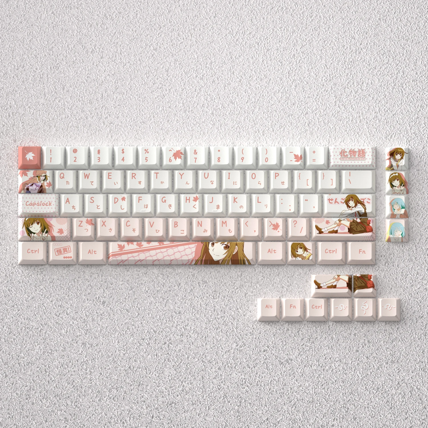98 Key Cap Sengoku Nadeko Key Caps Cute Anime Keycaps PBT Cherry Profile Keycap Mechanical Keyboard Made68 Mad68 Wooting 60
