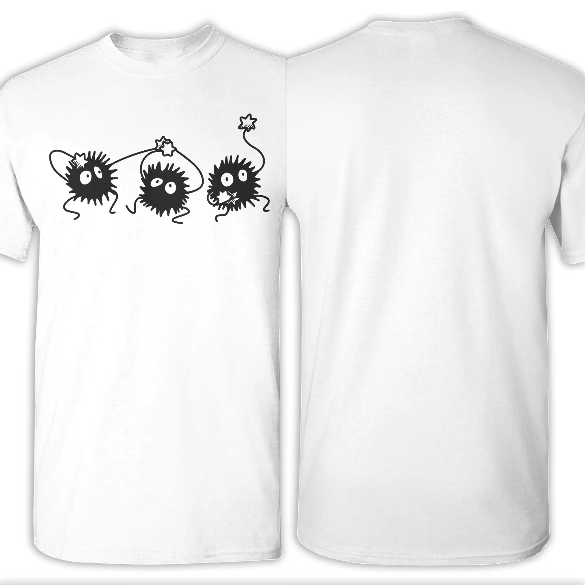 Herren Soot Sprites Totoro-Miyazaki Anime T-Shirts Baumwollkleidung Vintage Kurzarm O-Ausschnitt T-Shirt Sommer T-Shirts – Detail 2