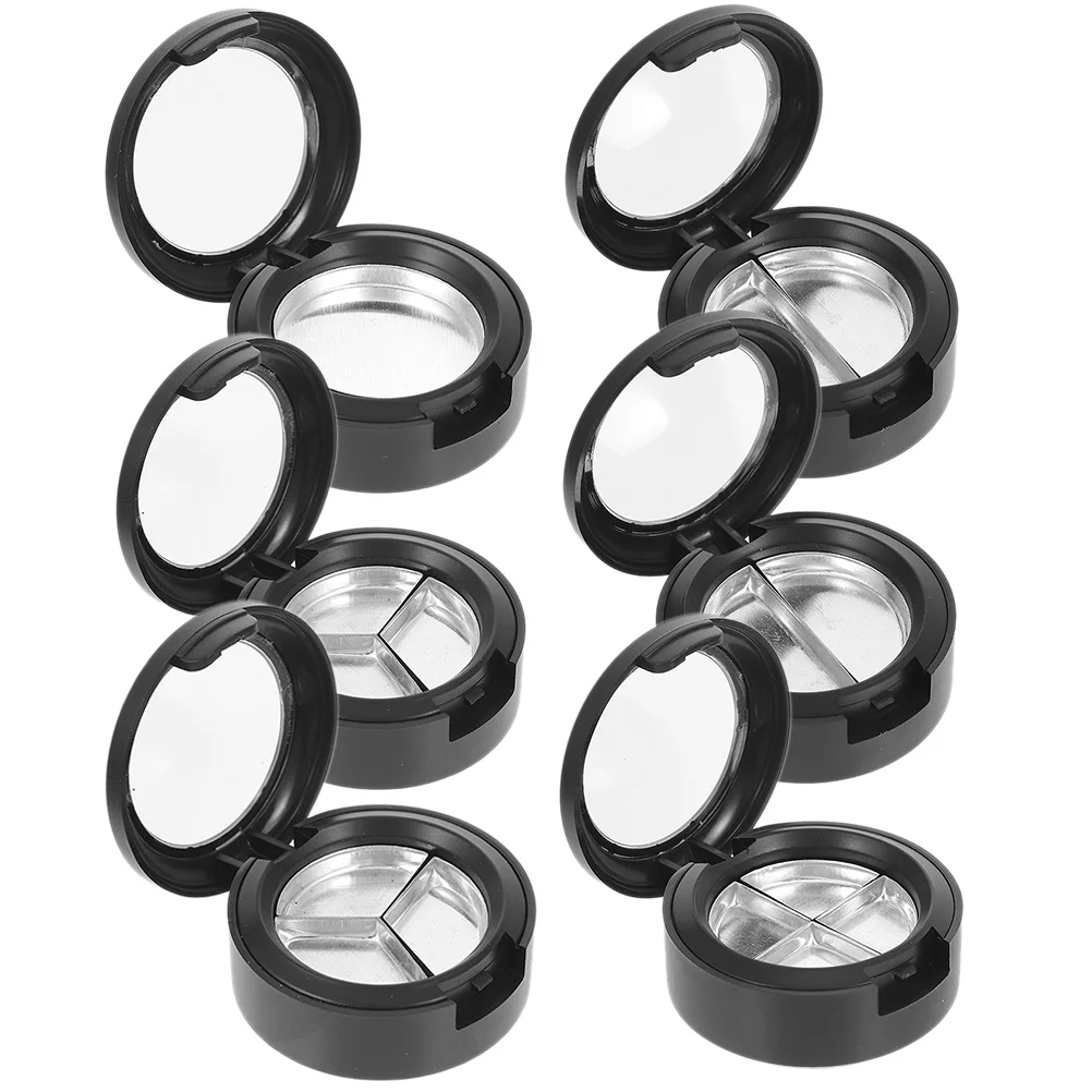 

6pcs Eye Shadow Box Lipstick Cases Mini Round Design Travel Eyeshadow Container Refillable Blush Holder Compact Size Purse