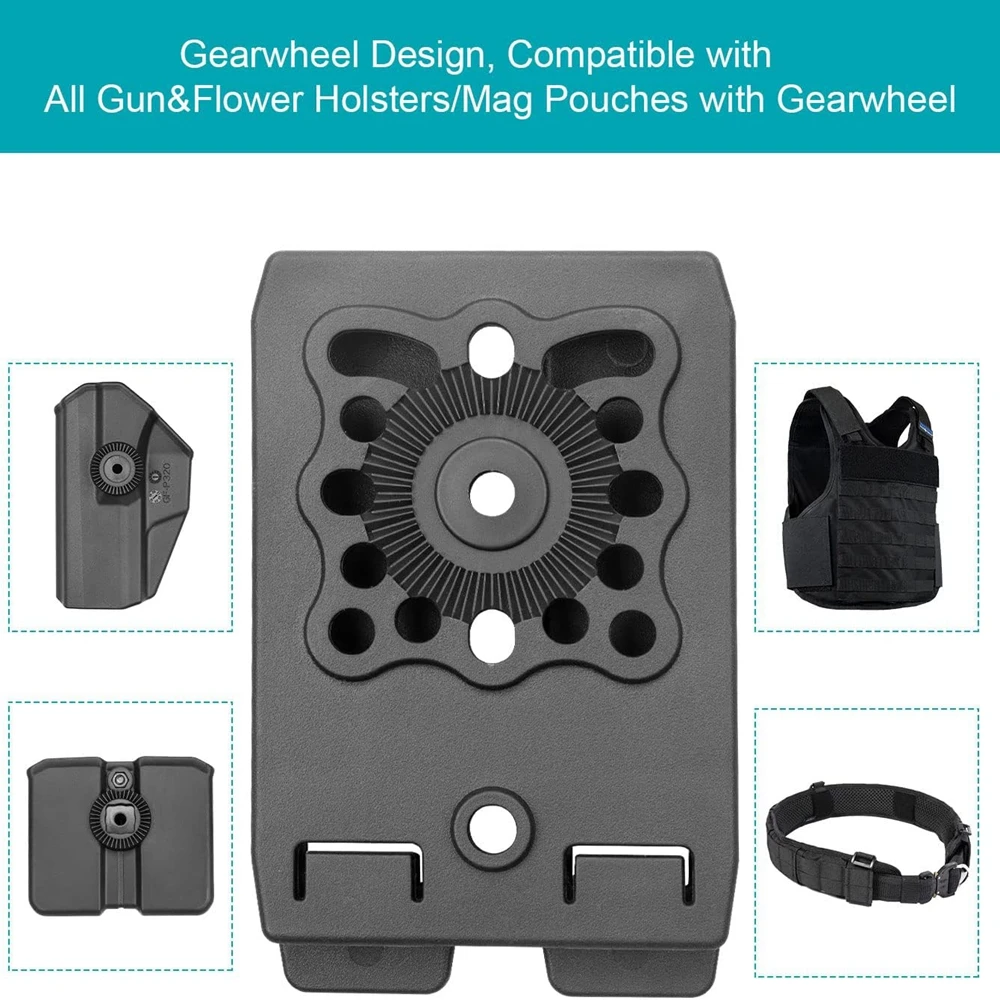 Gun Holster Molle Adapter Tactical Attachments for Vest, Belt, Gun Holsters,Magazine Pouch Heavy Duty Molle Clips Accessories view 3