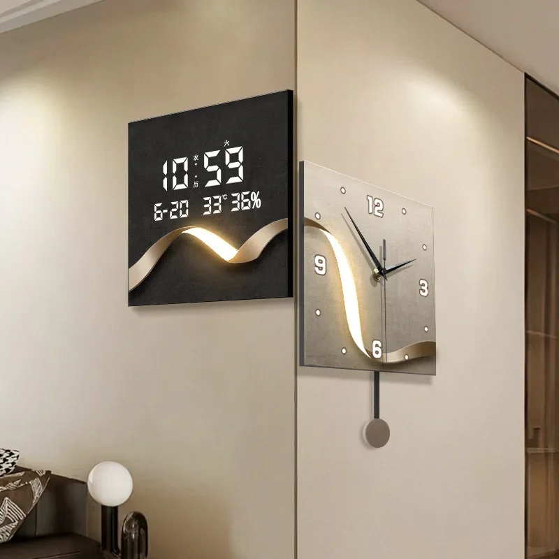 Simple and atmospheric living room corner clock creative double-sided wall clock corner wall 2026 new perpetual calendar