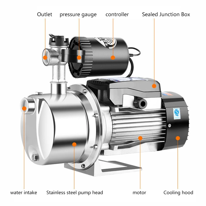 Imagem -04 - Bomba Autoaspirante para Uso Doméstico Bomba de Reforço Totalmente Automática Tubulação de Água Muda de Baixa Potência Pressão Constante 220v 350w 450w 550w