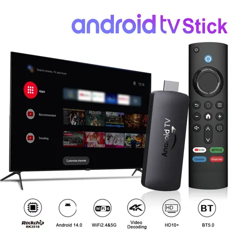 Velec Smart TV Stick I96 D6 Android 14 4K H.265 Decode Quad-Core Dual WiFi BT5.0 Supports Netflix & YouTube HDTV Android TV Box