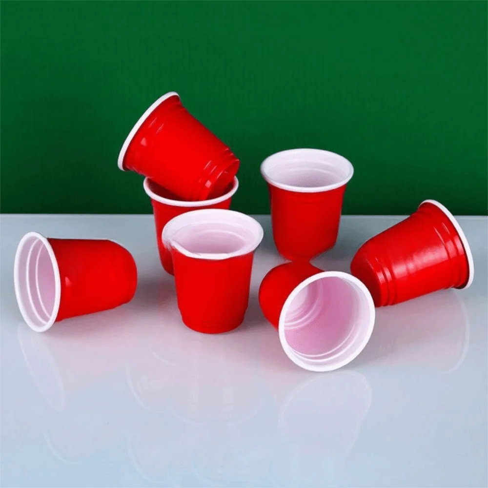 50PCS High Quality Red Disposable Cup Plastic 59ml/2oz Mini Wine Cup Disposable Tableware Home Dinning Bar
