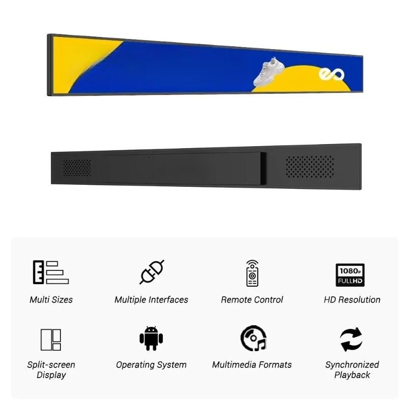 Digital Signage Display Player Stretched Bar Screen Advertising Monitor for Indoor Use
