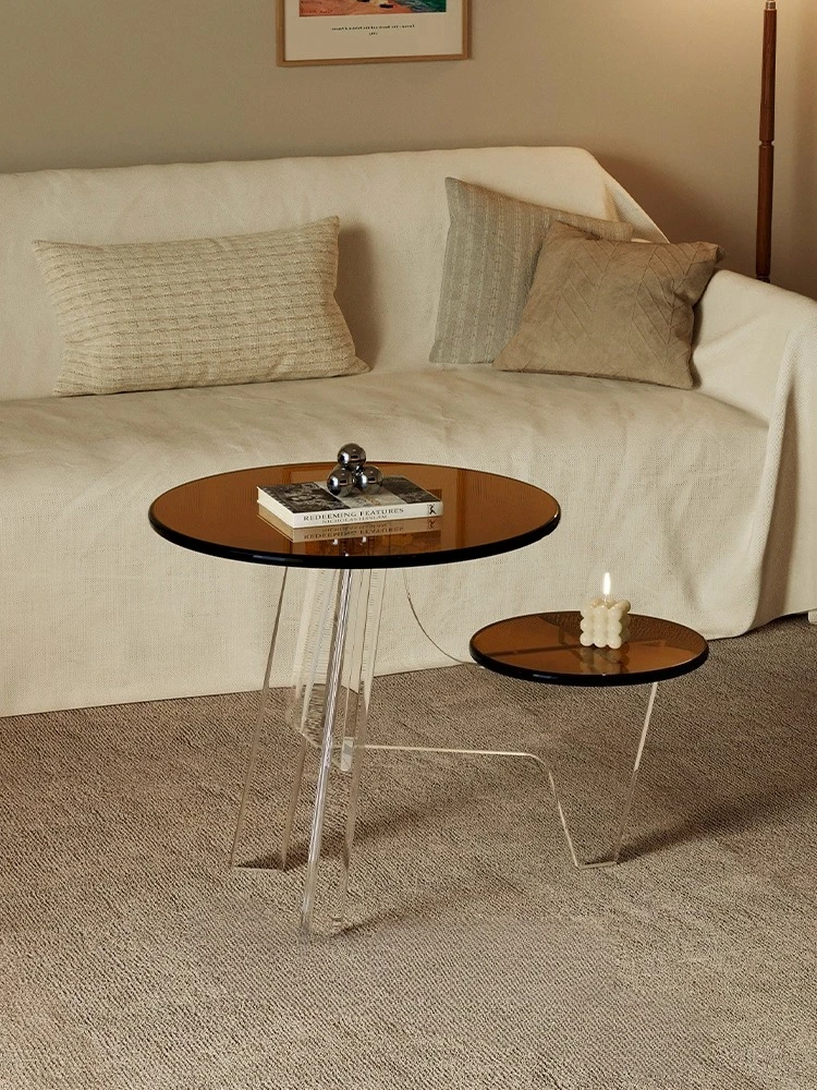 

Living room pet coffee table small apartment style black round table