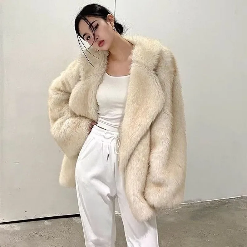 New Autumn and Winter Models Thickening Type Juvenility Temperament Mid-length Style Eco-friendly Fur Coat Overcoat MS.fashion