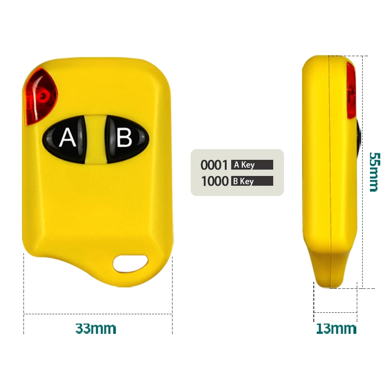 Kode tetap otomatis nirkabel Universal RF garasi jarak jauh kuning 433/315MHz